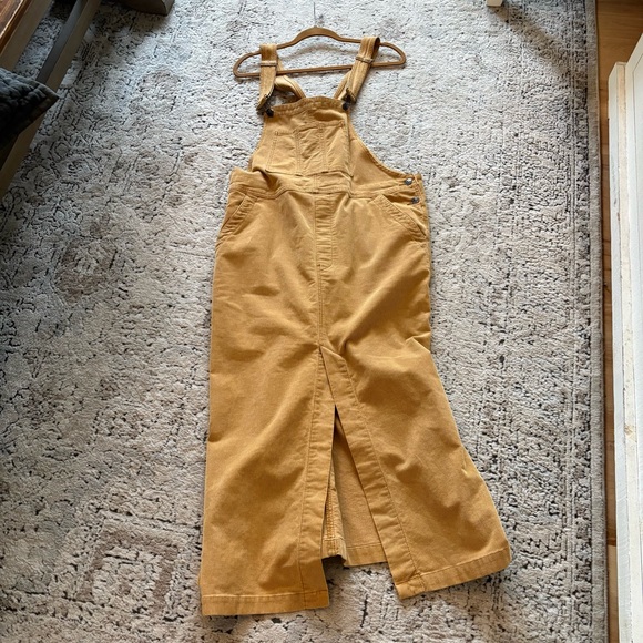 Free People like-new tan/yellow Corduroy skirtall Dress - Picture 14 of 15